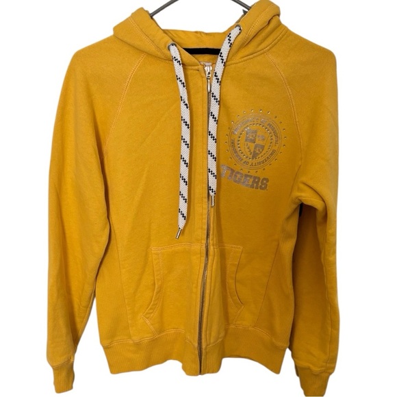 Missouri Tigers - Mizzou Women’s Yellow Hoodie Zip Up with Sequined Tiger Small - Picture 2 of 12